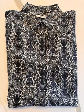 M.M.LaFleur The Lagarde Shirt - Navy & White Toile Print - Size S